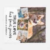 True Love Dog Lover パーソナライズされた 4 Photo Collage フリースブランケット (正面(横))