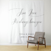 True Love Elegant Script Wedding Backdrop Banner タペストリー (インサイチュ)