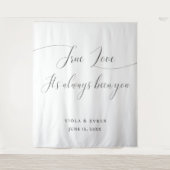 True Love Elegant Script Wedding Backdrop Banner タペストリー (正面)