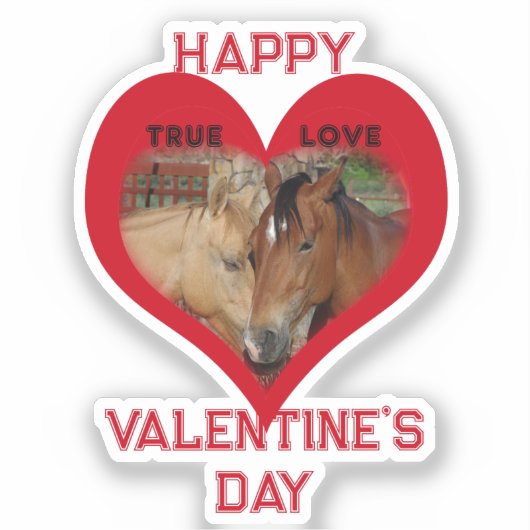 True Love Horses Conversation Heart Valentine シール (正面)