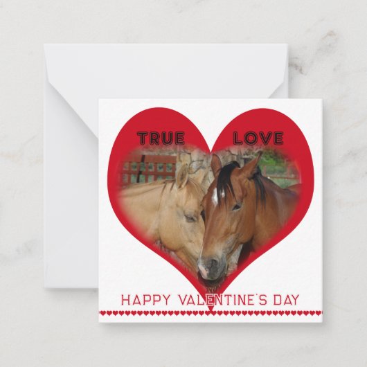 True Love Horses in Red Heart Valentine's Day Card ノートカード (正面)