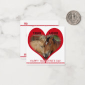 True Love Horses in Red Heart Valentine's Day Card ノートカード (正面/裏面インサイチュ)