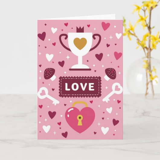 True Love Key To My Heart Card カード (黄色い花)