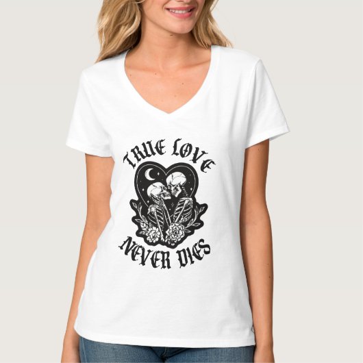 True Love Never Dies Skeleton Couple Tシャツ (正面)