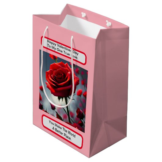 True Love Red Rose，バレンタインデー ミディアムペーパーバッグ (裏面アングル)