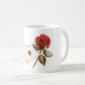 True Love Red Rose Letter Heart コーヒーマグカップ (正面右)