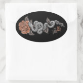 TRUE LOVE Snake onバラ 楕円形シール (バッグ)