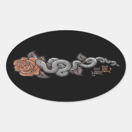 TRUE LOVE Snake onバラ 楕円形シール