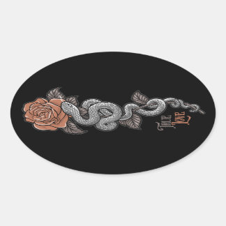 TRUE LOVE Snake onバラ 楕円形シール