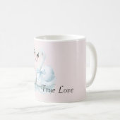 True Love Swans Pink Blue Bows コーヒーマグカップ (正面右)