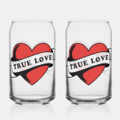 True Love Tattoo Heart | クラシックロマンスデザイン ガラス缶 (裏面)