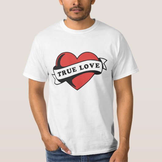 True Love Tattoo Heart | クラシックロマンスデザイン Tシャツ (正面)
