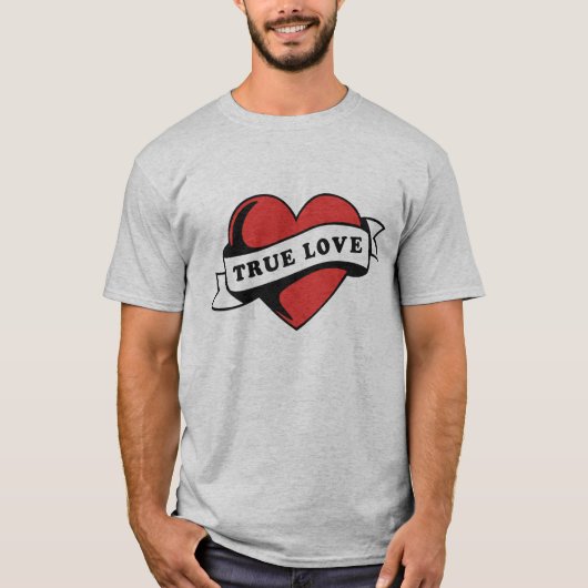 True Love Tattoo Heart | クラシックロマンスデザイン Tシャツ (正面)