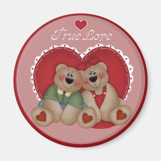 True Love Teddy Bears Valentine's Day Magnet マグネット (正面)
