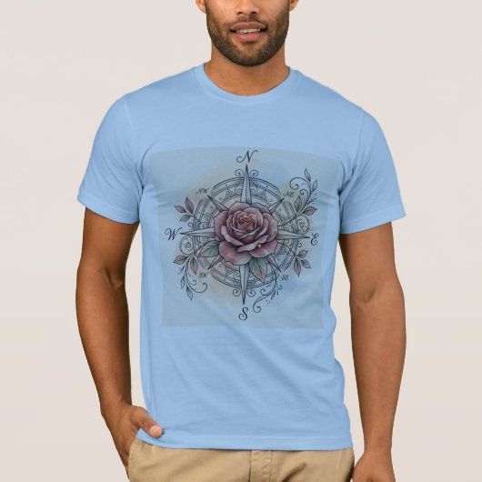 True North Bliss | 薔薇のコンパスタトゥーTシャツ Tシャツ (正面)
