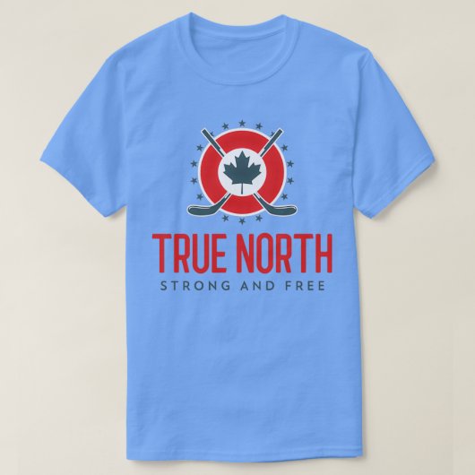 True North Strong and Free Hockey Canada Maple Lea Tシャツ (デザイン正面)