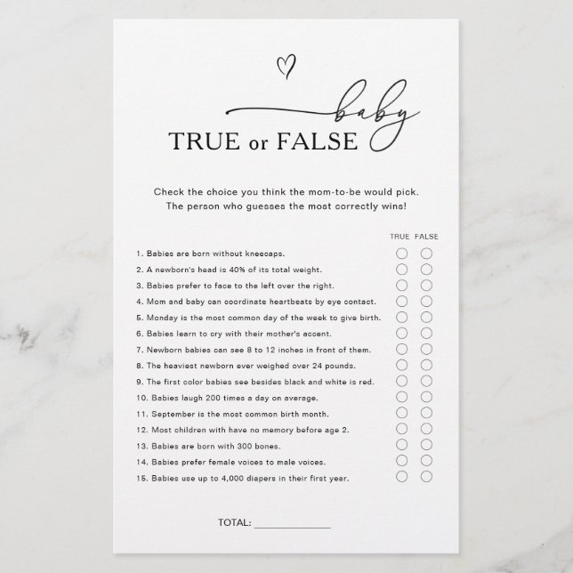 True or False Baby Game (正面)