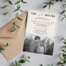 True Simplicity 3 Beige & Black Rehearsal Dinner 招待状