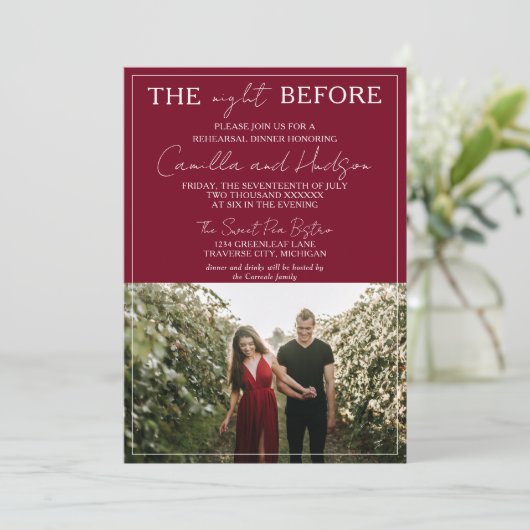 True Simplicity 4 | Burgundy | Rehearsal Dinner 招待状 (スタンド正面)