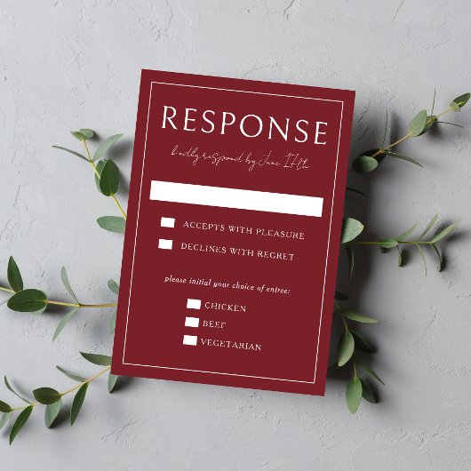 True Simplicity 4 | Burgundy | Wedding 出欠カード