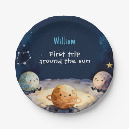 True Space First Trip Around The Sun 1st Birthday ペーパープレート