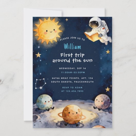 True Space First Trip Around The Sun 1st Birthday 招待状 (正面)