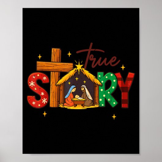 True Story Christian Christmas Family Pajamas Pjs ポスター (正面)
