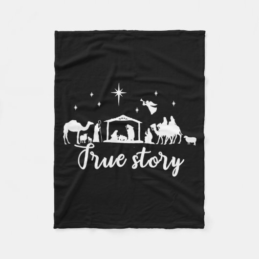 True Story Christmas Gift Religious Nativity Scene フリースブランケット (正面)