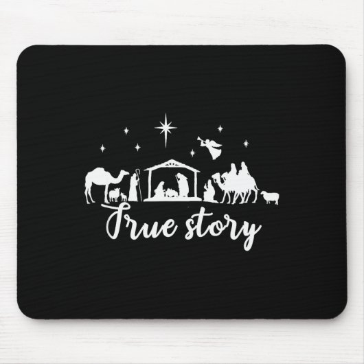 True Story Christmas Gift Religious Nativity Scene マウスパッド (正面)