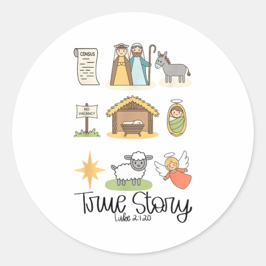 True Story Jesus Nativity Christian Christmas  ラウンドシール (正面)