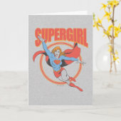 True Vintage Supergirl Flying Graphic カード (黄色い花)