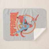 True Vintage Supergirl Flying Graphic シェルパブランケット (正面(横))