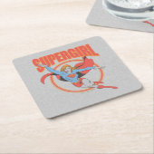 True Vintage Supergirl Flying Graphic スクエアペーパーコースター (アングル)