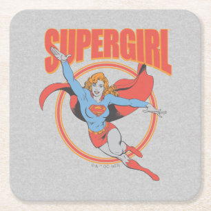 True Vintage Supergirl Flying Graphic スクエアペーパーコースター