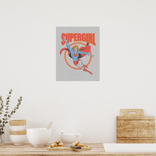 True Vintage Supergirl Flying Graphic ポスター (キッチン)
