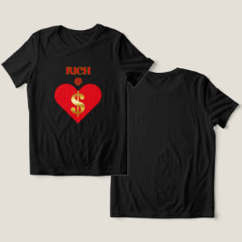 TRUE WEALTH ブラック レッド リッチ@ハート グラフィック 女性用 トライブレンドＴシャツ