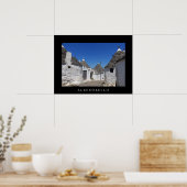 Trulli houses in Alberobello, Puglia black poster ポスター (キッチン)