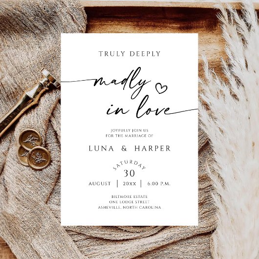 Truly Deeply Madly In Love Elegant Wedding Invite セーブザデート