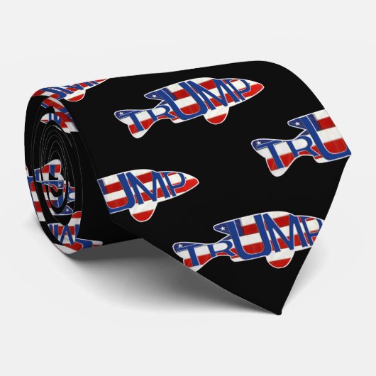 TRUMP魚の旗（黒） ネクタイ (ロール)