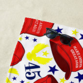 Trump 2020 MAGAハットパターン-白- ビーチタオル (インサイチュ)