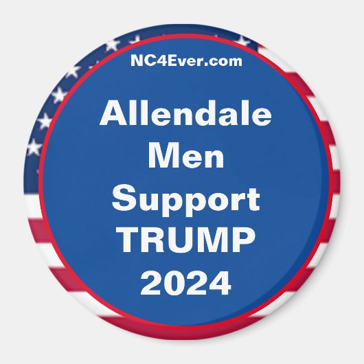 TRUMP 2024をサポートするAllendale男性 マグネット (正面)