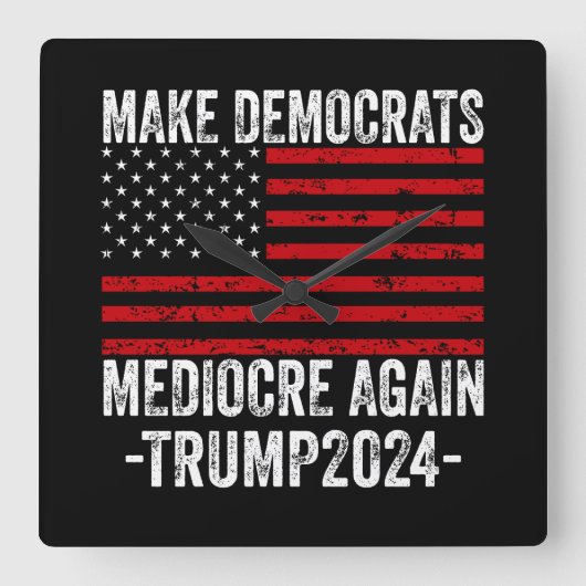 TRUMP 2024 再び民主党を平凡に スクエア壁時計 (正面)