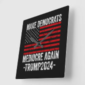 TRUMP 2024 再び民主党を平凡に スクエア壁時計 (傾斜)