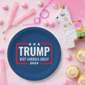 Trump 2024 Keep America Great - blue red ペーパープレート (パーティー)