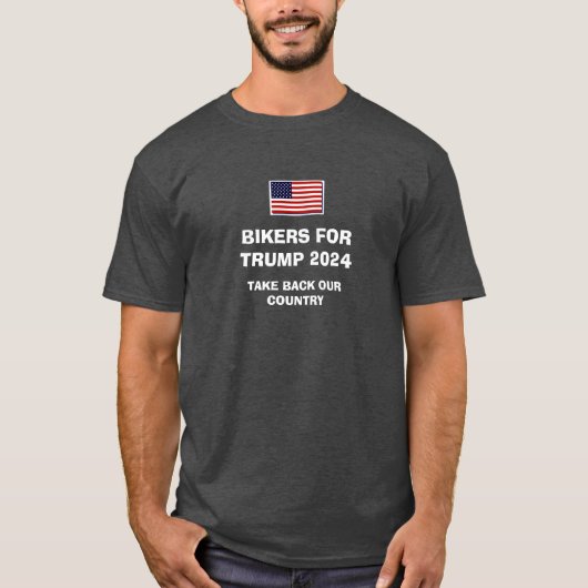 TRUMP 2024 Tシャツのバイクもしくは自転車に乗る人 Tシャツ (正面)