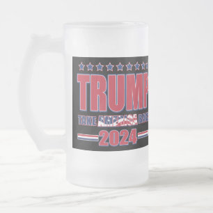 Trump 2024 Take America Back（トランプ2024、アメリカを取り戻す） フロストグラスビールジョッキ