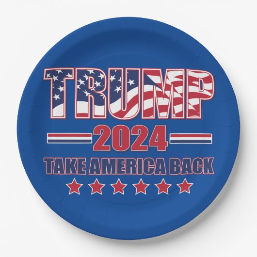 Trump 2024 Take America Back（トランプ2024、アメリカを取り戻す） ペーパープレート (正面)
