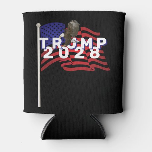 Trump 2028 Flag and Bald Eagle 缶クーラー (正面)