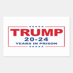 TRUMP 20 - 24刑務所での年 – アンチ – トランプ 長方形シール