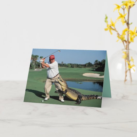Trump Alligator Greeting Card カード (黄色い花)
